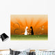 Romantic cats against beautiful landscape Wall Mural