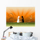Romantic cats against beautiful landscape Wall Mural