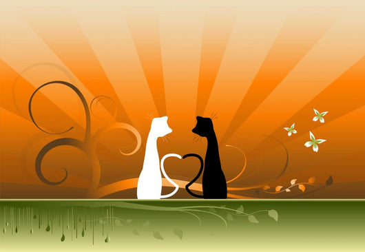 Romantic Cats Against Beautiful Landscape Wall Decal