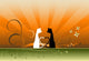 Romantic Cats Against Beautiful Landscape Wall Decal