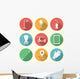 Flat colored vector icons for golf accessories Wall Decal