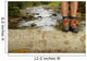 Hiking shoes legs on trunk on mountain trail. Wall Mural