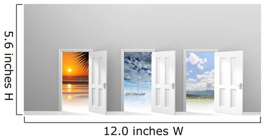 Choice of doors opening to vacation destinations Wall Mural