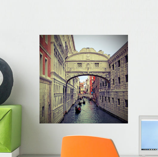Bridge of sighs in Venice with gondolas Wall Mural