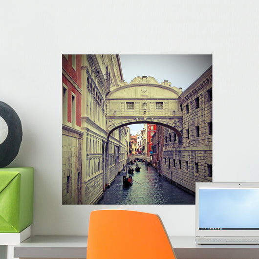 Bridge of sighs in Venice with gondolas Wall Mural
