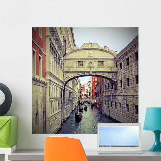 Bridge of sighs in Venice with gondolas Wall Mural