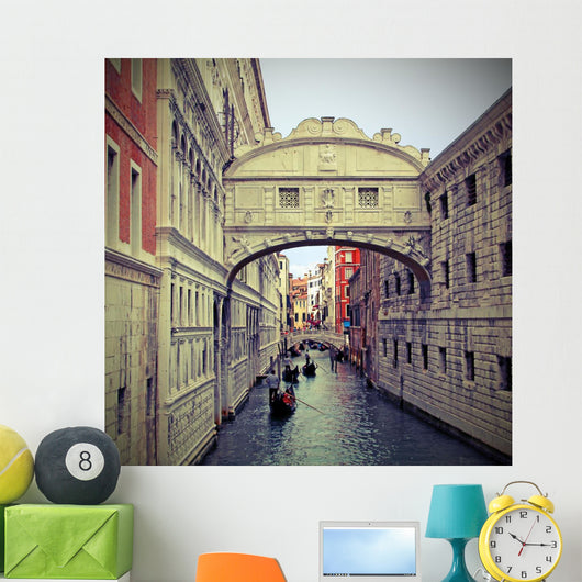 Bridge of sighs in Venice with gondolas Wall Mural