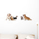 group of dogs and cat look up Wall Decal