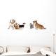 group of dogs and cat look up Wall Decal