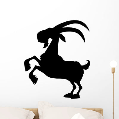 Ram Silhouette Illustration White Wall Decal shown on a wall