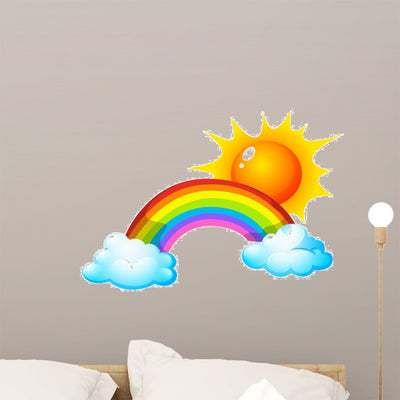 Sunny Rainbow Wall Decal shown on a wall