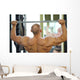 Back of Bodybuilder Raising Barbell in Gym Hall before Mirror Wall Mural