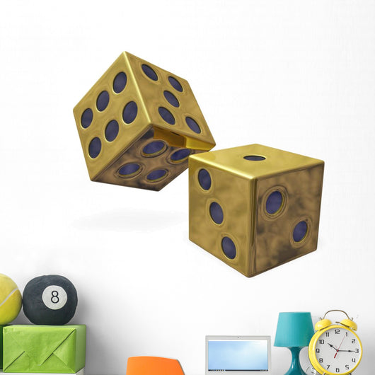 Gold Rolling Casino Dice Wall Decal