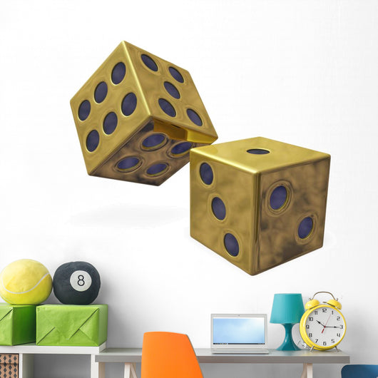 Gold Rolling Casino Dice Wall Decal