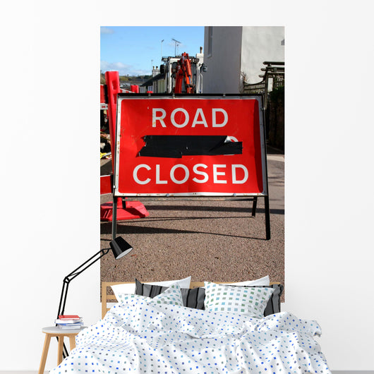 road closed sign Wall Mural