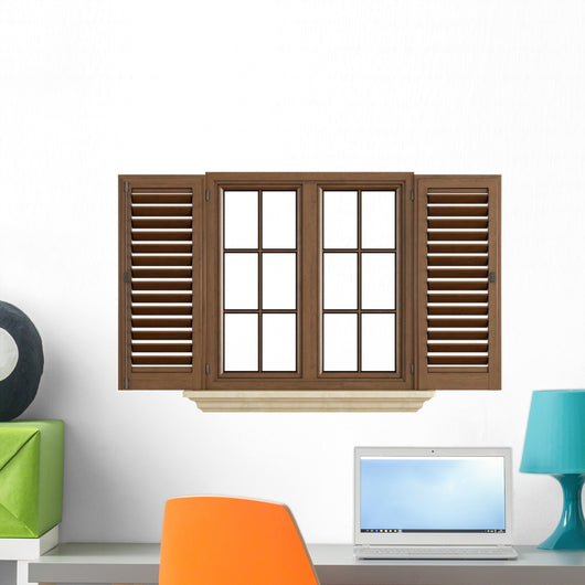 Wooden Window White Wall Decal