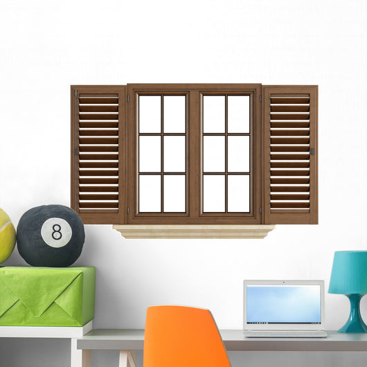 Wooden Window White Wall Decal