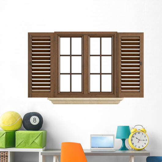 Wooden Window White Wall Decal