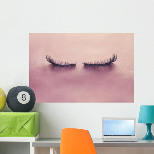 Up False Eyelashes Pink Wall Decal