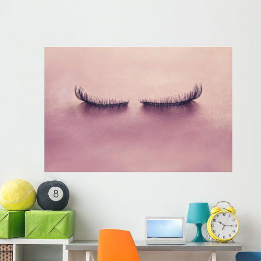 Up False Eyelashes Pink Wall Decal