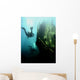 Wreck with sunbeams showing bow of boat and divers Wall Mural