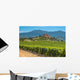 Castle overseeing Vineyard in Rows at a Tuscany Winery Estate, I Wall Mural
