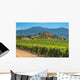 Castle overseeing Vineyard in Rows at a Tuscany Winery Estate, I Wall Mural