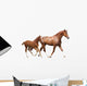 Chestnut Horse and Its Cute Foal Running Fast Wall Decal