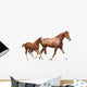 Chestnut Horse and Its Cute Foal Running Fast Wall Decal