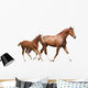 Chestnut Horse and Its Cute Foal Running Fast Wall Decal