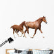 Chestnut Horse and Its Cute Foal Running Fast Wall Decal