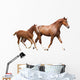 Chestnut Horse and Its Cute Foal Running Fast Wall Decal