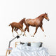 Chestnut Horse and Its Cute Foal Running Fast Wall Decal