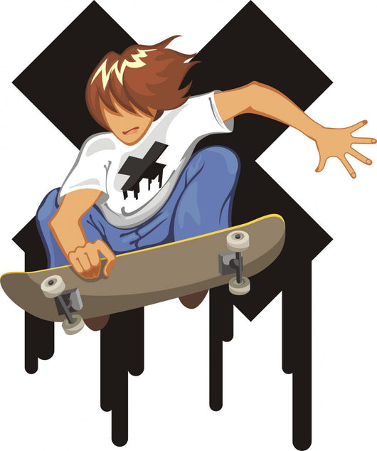 Young Man Jumping With Skateboard Wall Decal