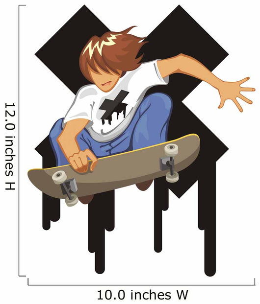 Young Man Jumping With Skateboard Wall Decal