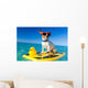 surfing dog Wall Mural