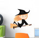 Witches all around - ginger witch girl is riding on a broom Wall Decal