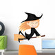 Witches all around - ginger witch girl is riding on a broom Wall Decal