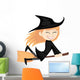 Witches all around - ginger witch girl is riding on a broom Wall Decal