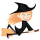Witches All Around - Ginger Witch Girl Is Riding On A Broom Wall Decal