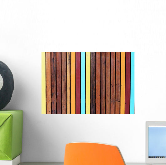 Colorful Stripe Wooden Wall - Wall Decal