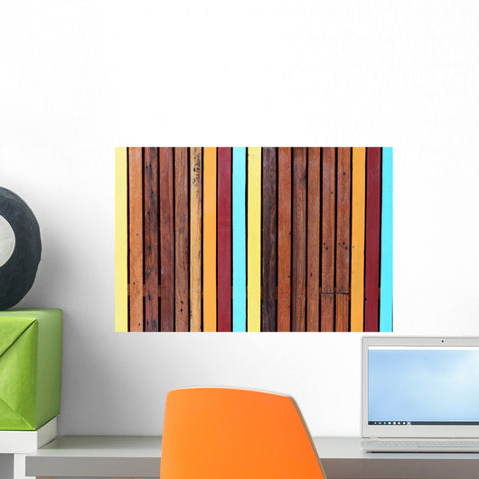 Colorful Stripe Wooden Wall - Wall Decal