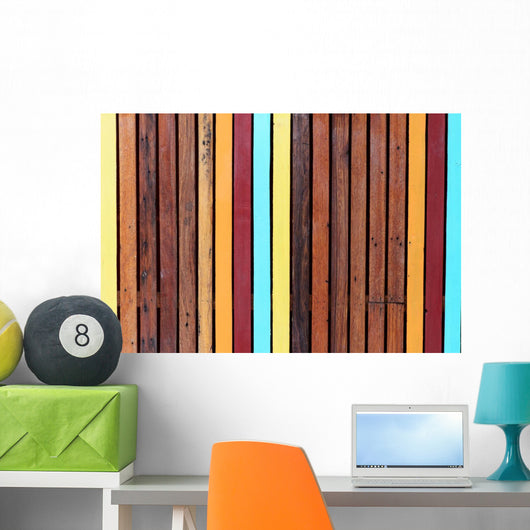 Colorful Stripe Wooden Wall - Wall Decal