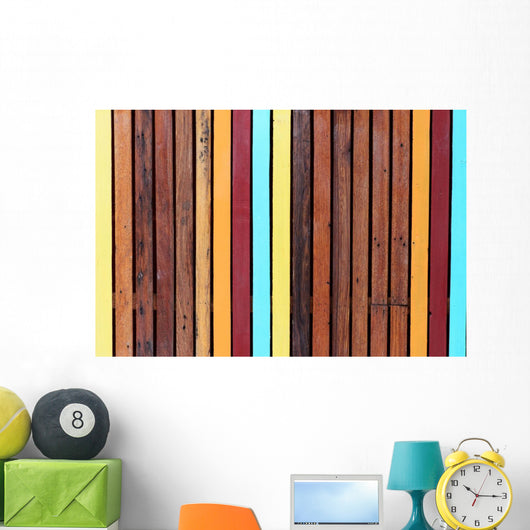 Colorful Stripe Wooden Wall - Wall Decal