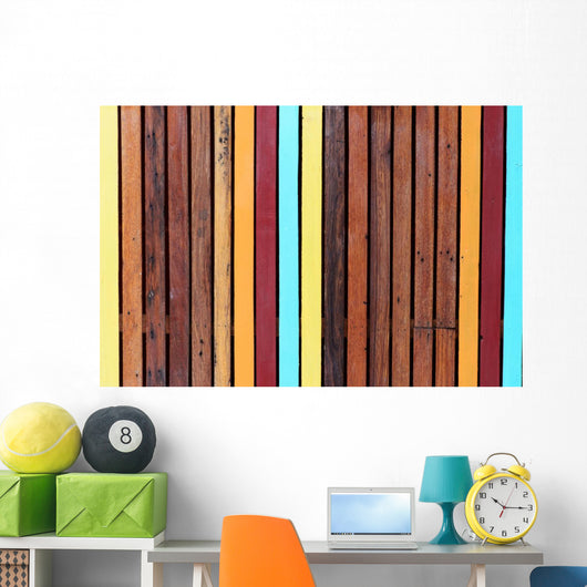 Colorful Stripe Wooden Wall - Wall Decal