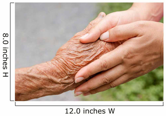 Senior and young holding hands with retro effect Wall Mural