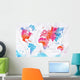 Watercolor World Map Pink Wall Decal