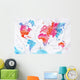 Watercolor World Map Pink Wall Decal