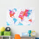Watercolor World Map Pink Wall Decal