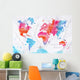 Watercolor World Map Pink Wall Decal